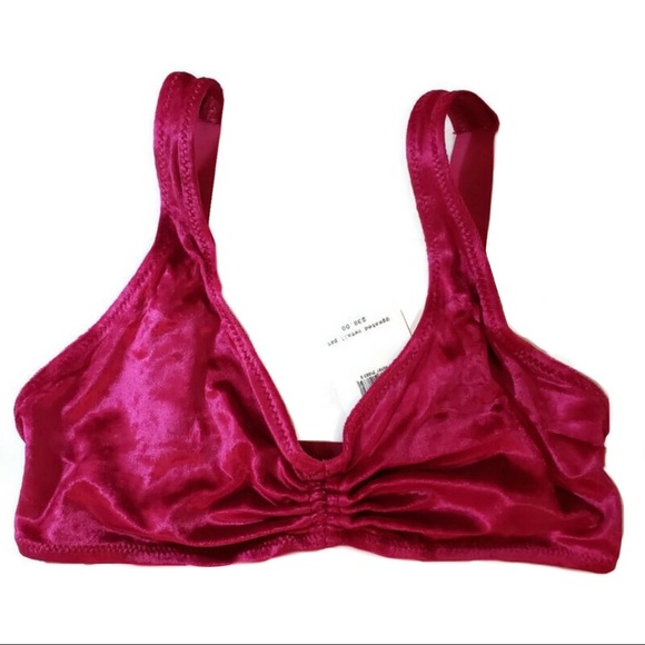 FREE PEOPLE Rhiannon Bra Red Berry Velvet Bralette - Picture 6 of 10